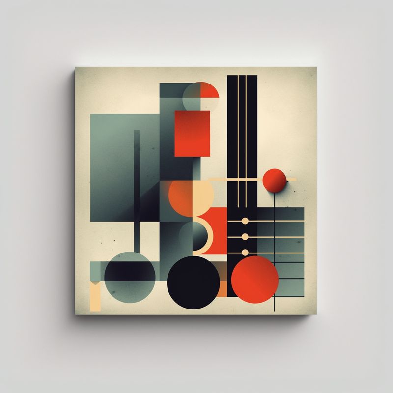 GENERICO - Arte De Pared Geométrico Inspirado En Bauhaus 90x90 Cm