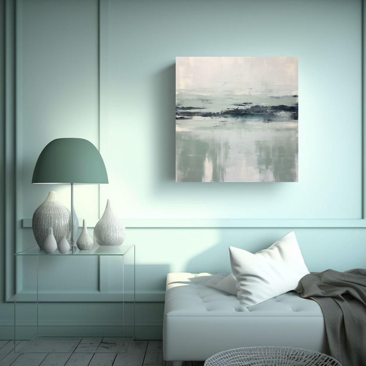 GENERICO - Pintura Acrílica Abstracta Con Pinceladas 50x50 Cm