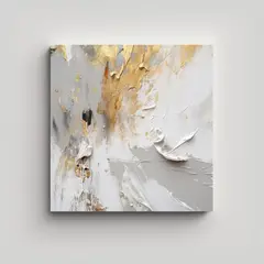 GENERICO - Fondo Blanco Abstracto Con Salpicaduras Doradas 80x80 Cm