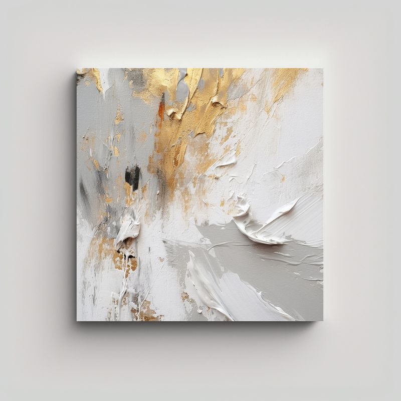 GENERICO - Fondo Blanco Abstracto Con Salpicaduras Doradas 70x70 Cm