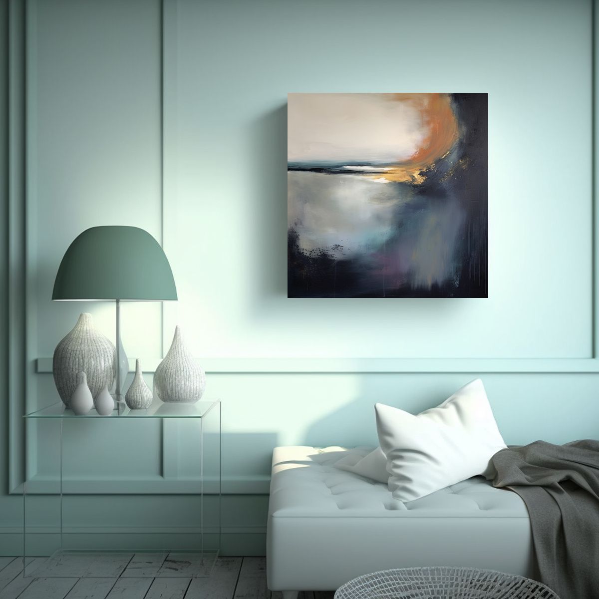 GENERICO - Pintura Abstracta Habitación Composición Con 50x50 Cm
