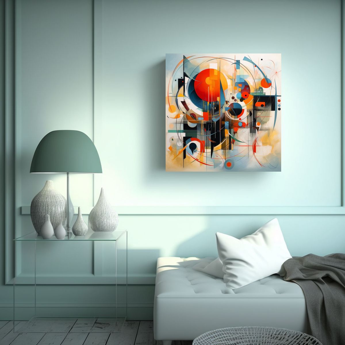 GENERICO - Pintura Abstracta Moderna De Serpiente Poderosa 80x80 Cm