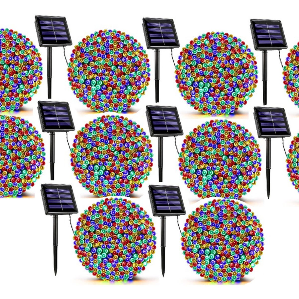 GENERICO - Pack X10 Luces Solares Navidad Guirnalda 10 Metros 100 Led Multicolor