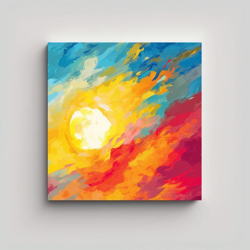GENERICO - Pintura Decorativa En Fondo De Color Mixto Para 90x90 Cm