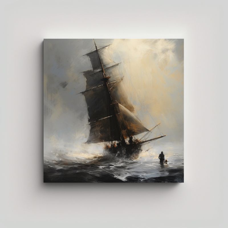 GENERICO - Cuadro Original Lienzo Hermoso Con Velero En 50x50 Cm