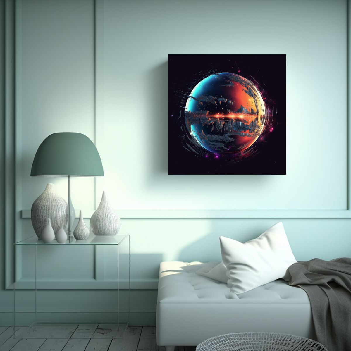 GENERICO - Pintura De Arte Temática Digital De Planeta 90x90 Cm