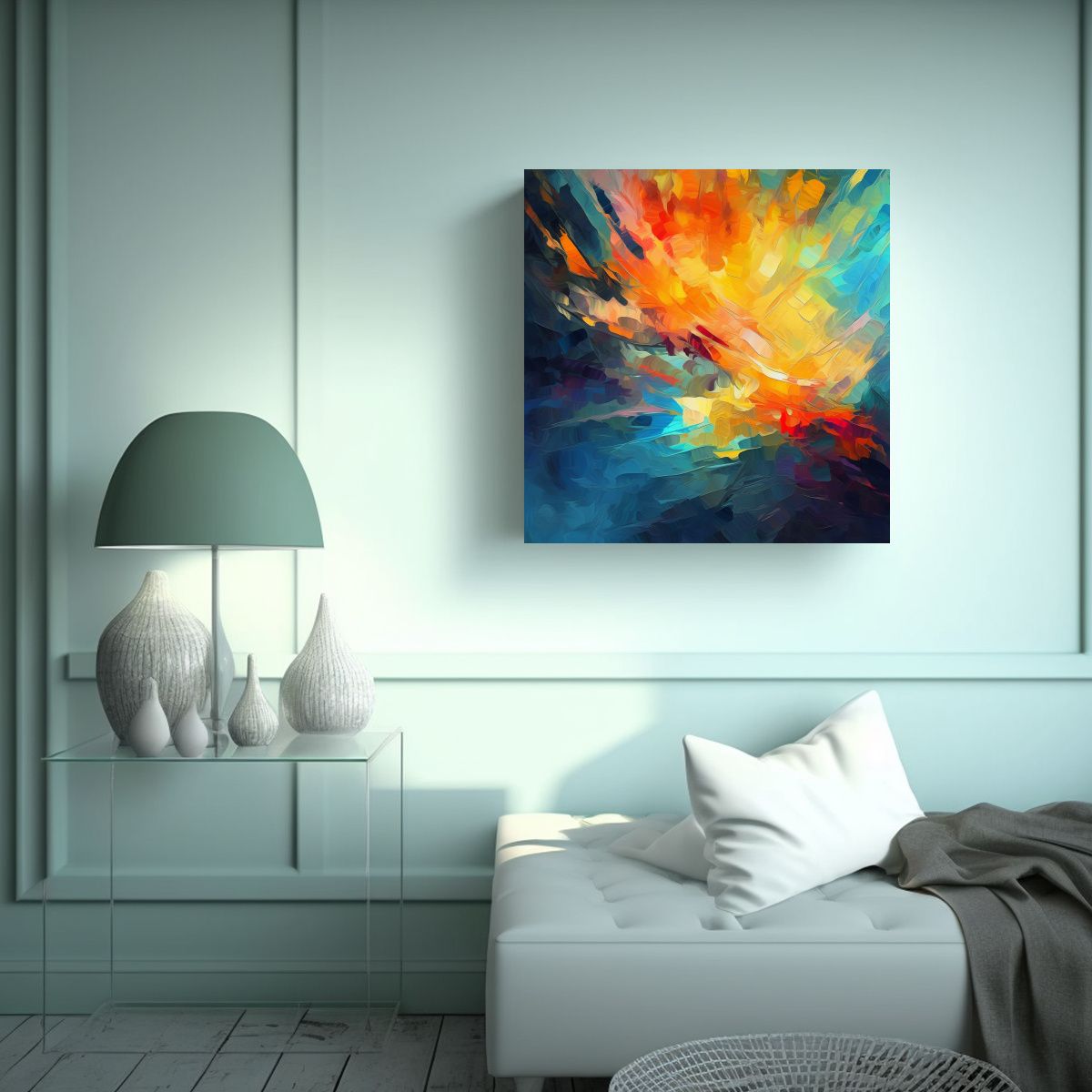 GENERICO - Pintura Decorativa Moderna Abstracta Colorida Con 70x70 Cm