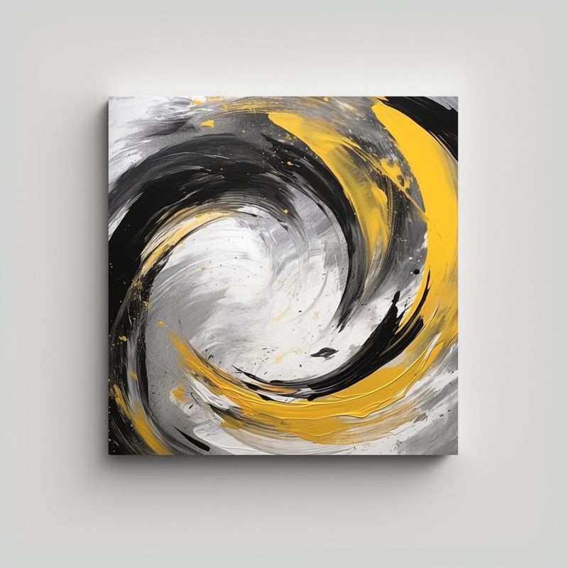 GENERICO - Pintura Floral En Bastidor: Dom En Negro, Gris Y 50x50 Cm