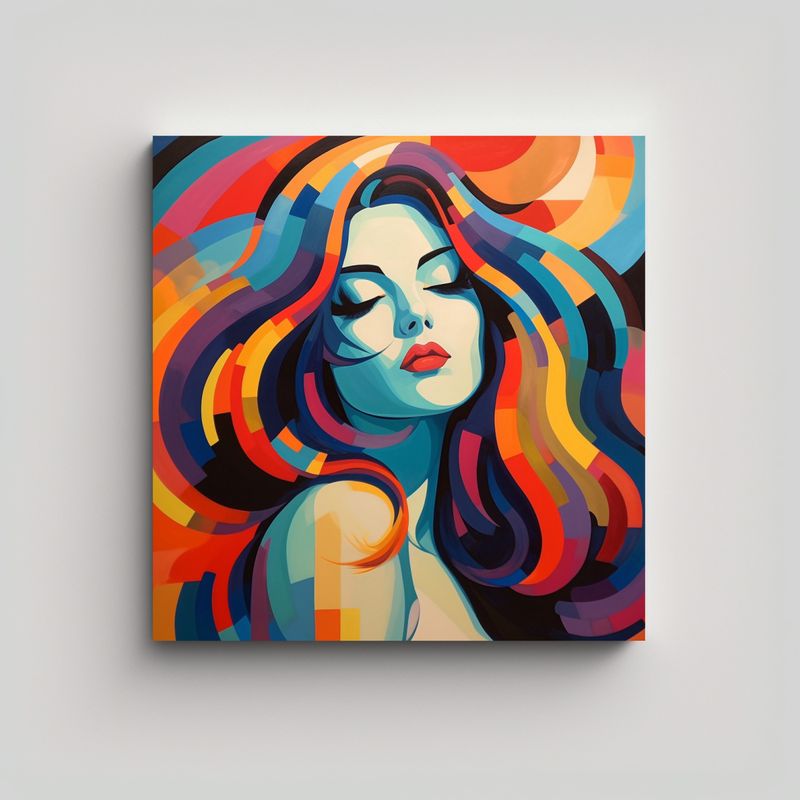 GENERICO - Pintura Decorativa Inspiradora Con Una Mujer De 80x80 Cm
