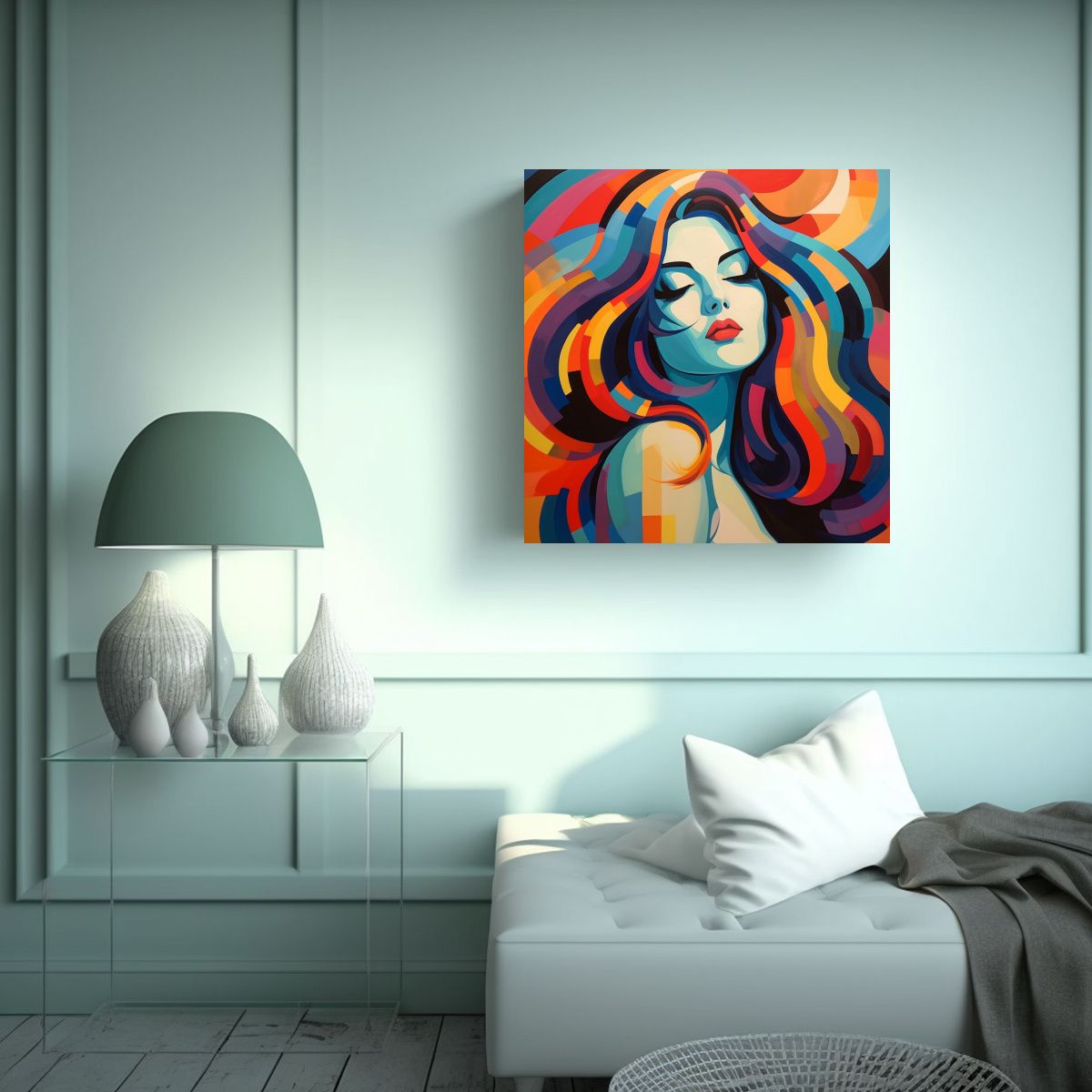 GENERICO - Pintura Decorativa Inspiradora Con Una Mujer De 50x50 Cm