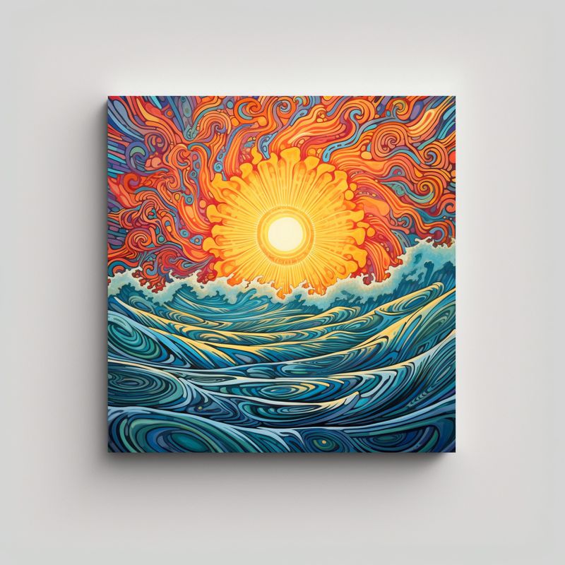 GENERICO - Pinturas Decorativas Con Temática De Sol 90x90 Cm