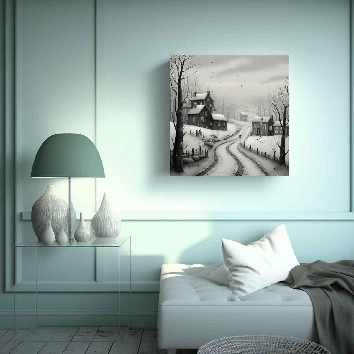 GENERICO - Pintura De Arte De Pared De Paisaje Nevado Con 90x90 Cm