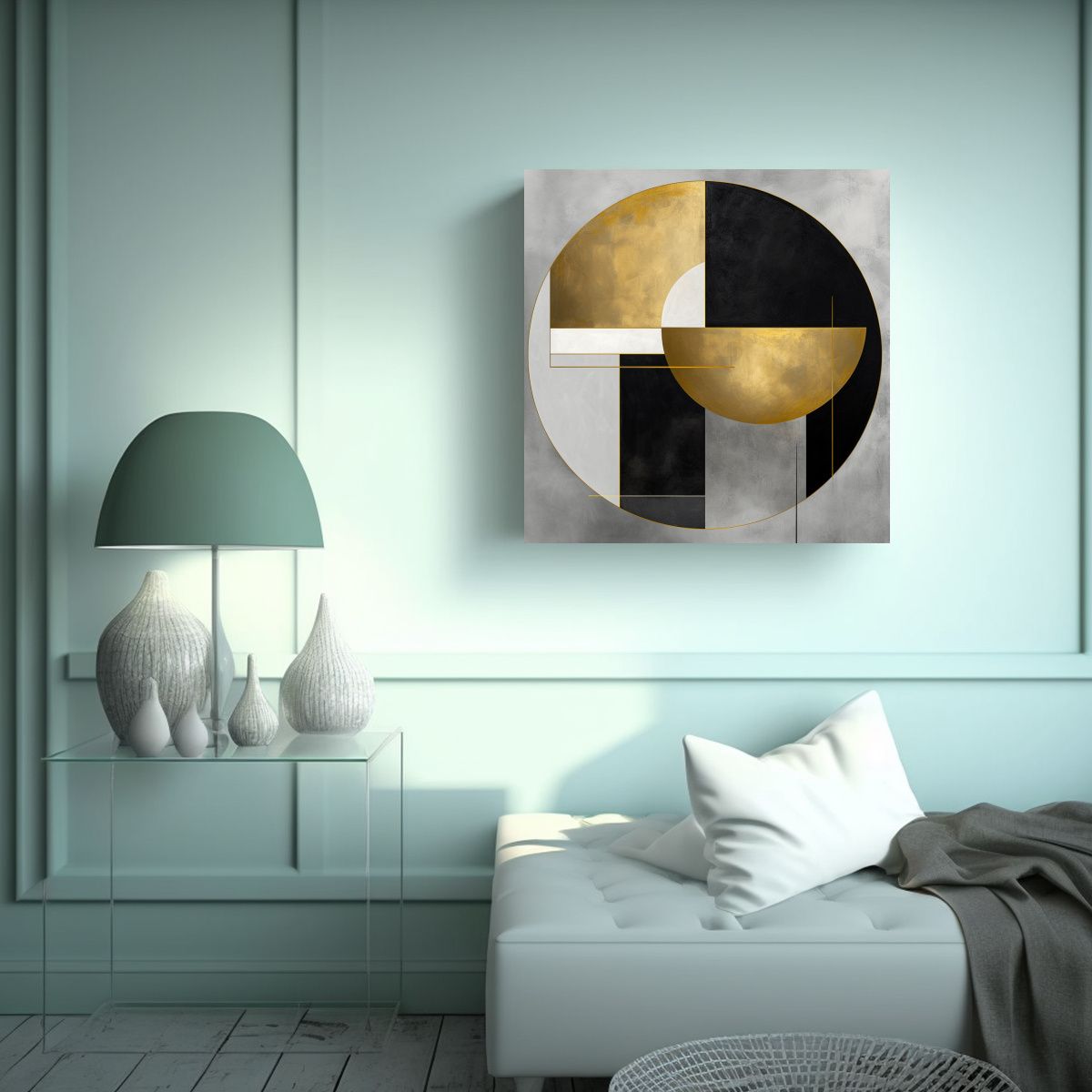 GENERICO - Pintura Abstracta Geométrica Minimalista De Arte 90x90 Cm