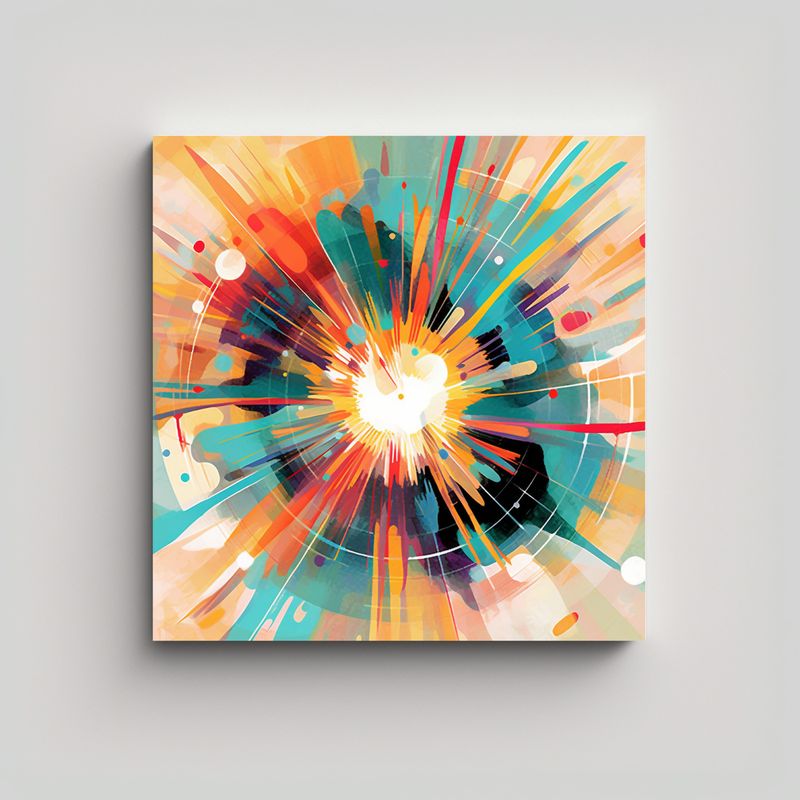 GENERICO - Cuadro Composición Cuadrado Obra Maestra Pintura 90x90 Cm