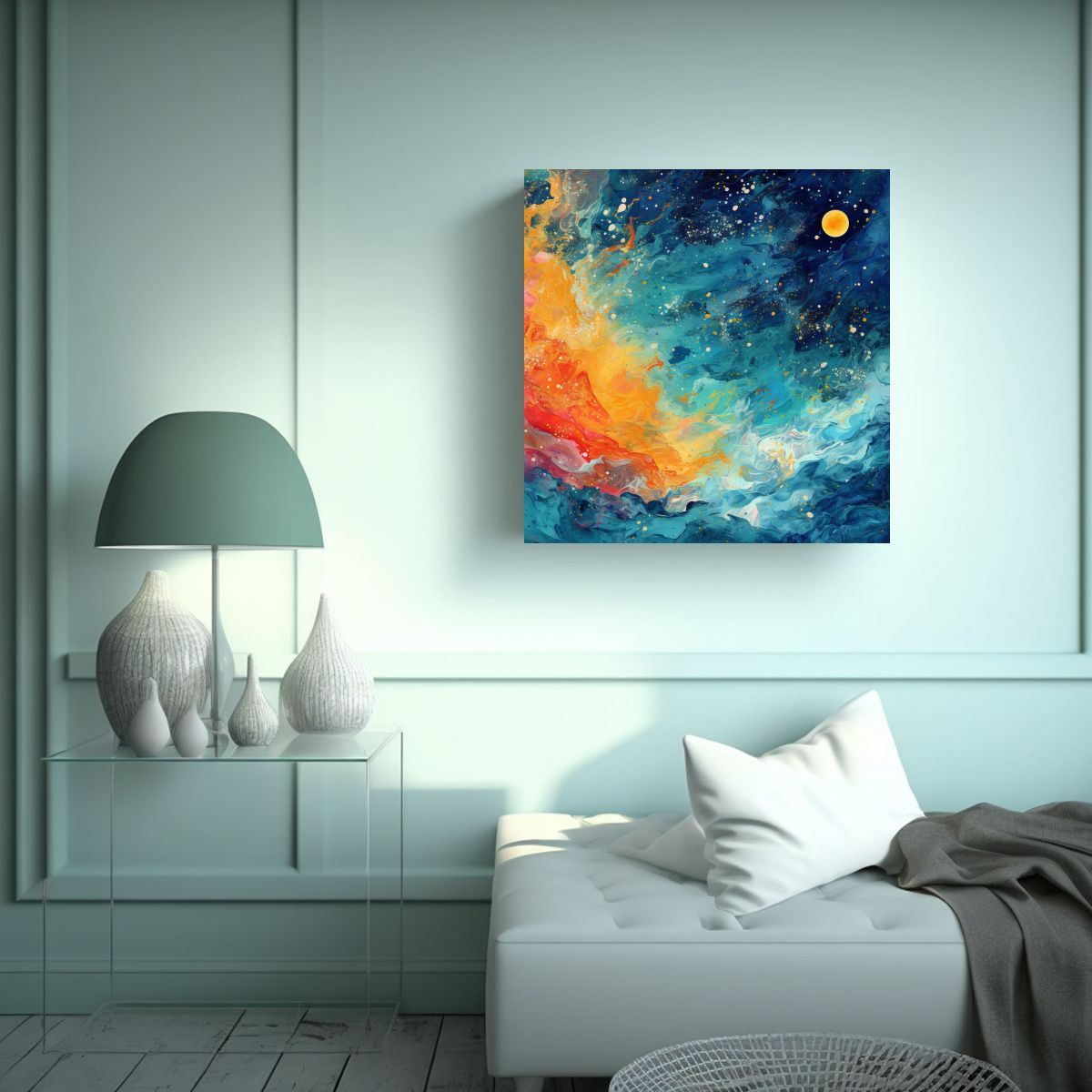 GENERICO - Lienzo De Tela Vintage Abstracto En Fondo 90x90 Cm