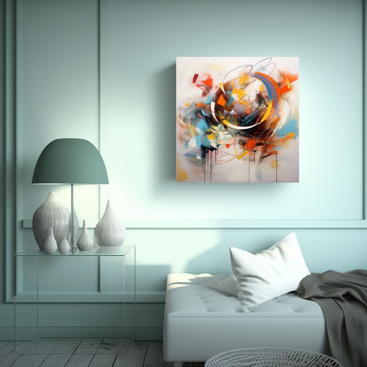 GENERICO - Cuadro Abstracto Canva Composición Única 60x60 Cm