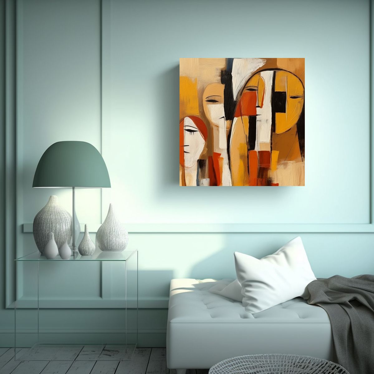 GENERICO - Cuadro Acuarela Original Estilo Picasso 60x60 Cm