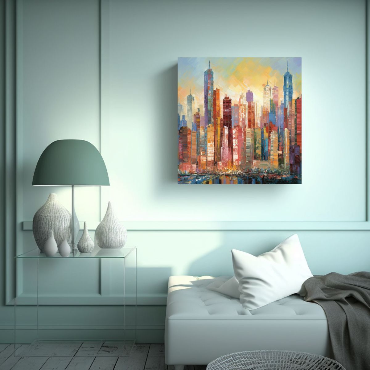 GENERICO - Lienzo Tema Impacto Visual: Una Vibrante Ciudad 80x80 Cm