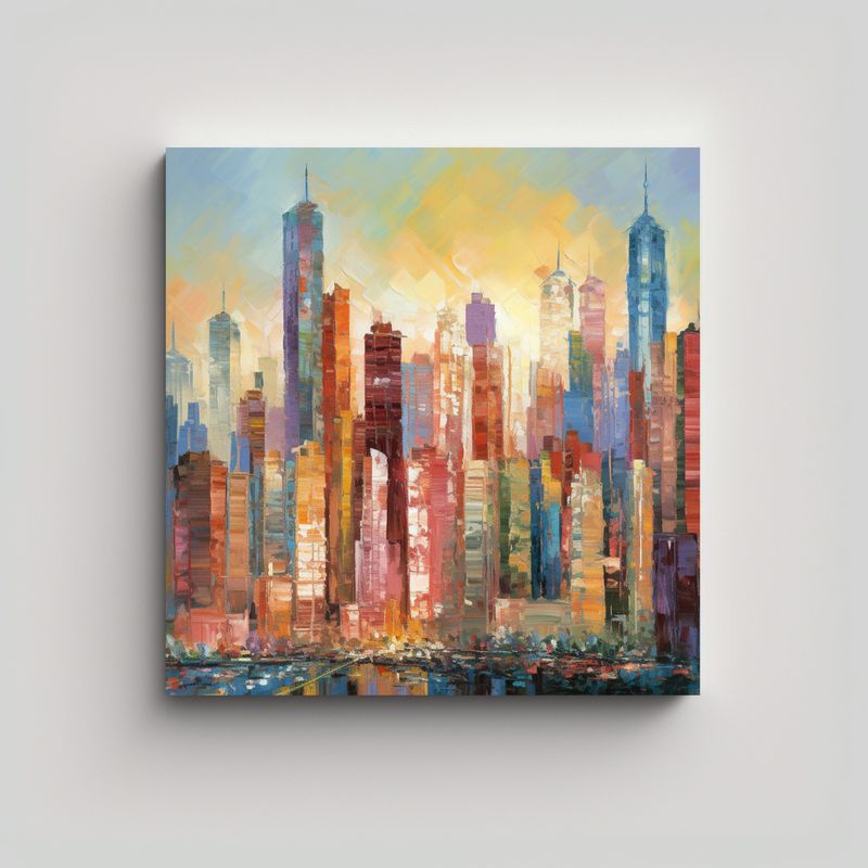 GENERICO - Lienzo Tema Impacto Visual: Una Vibrante Ciudad 50x50 Cm