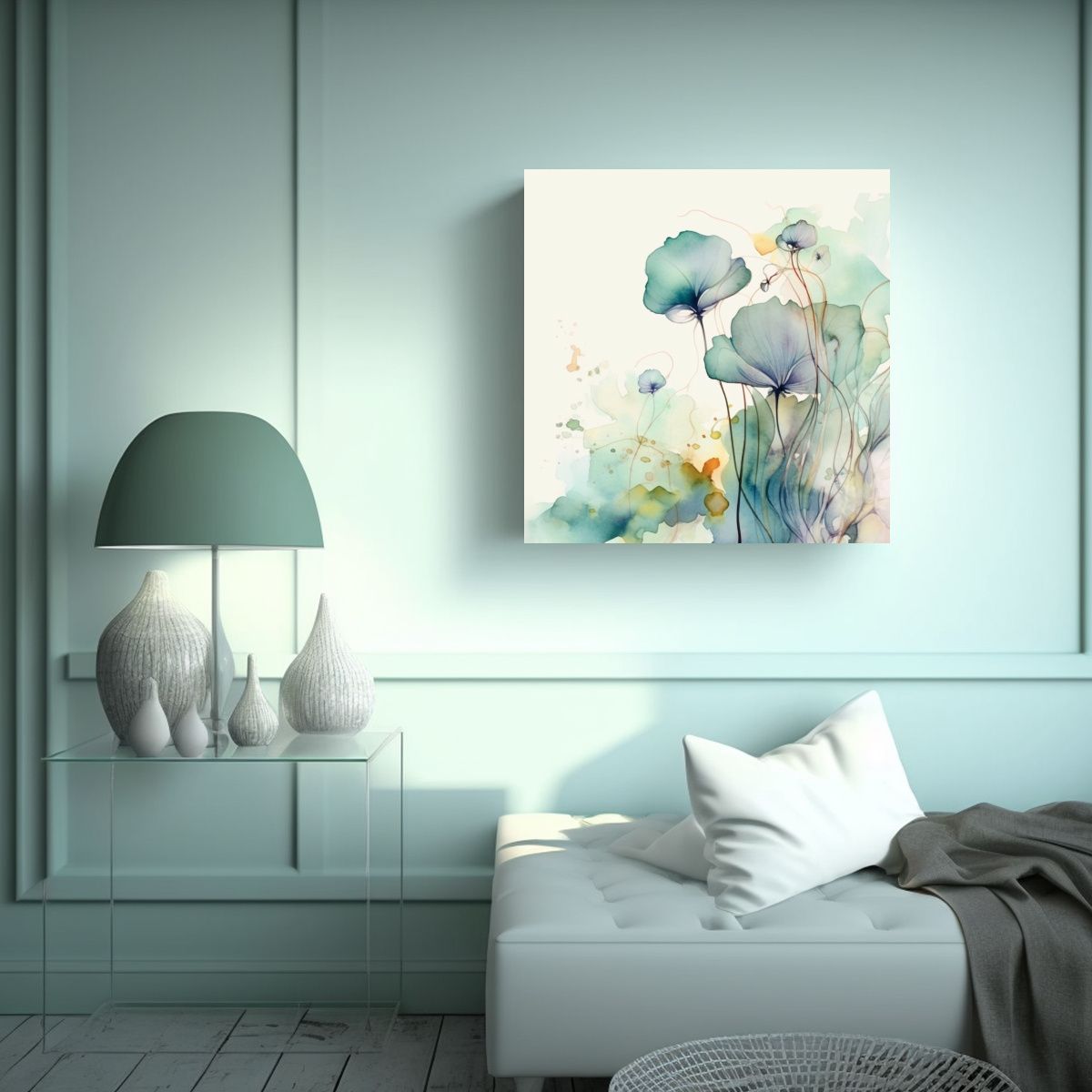 GENERICO - Cuadro Vintage Con Delicada Pintura Acuarela 80x80 Cm