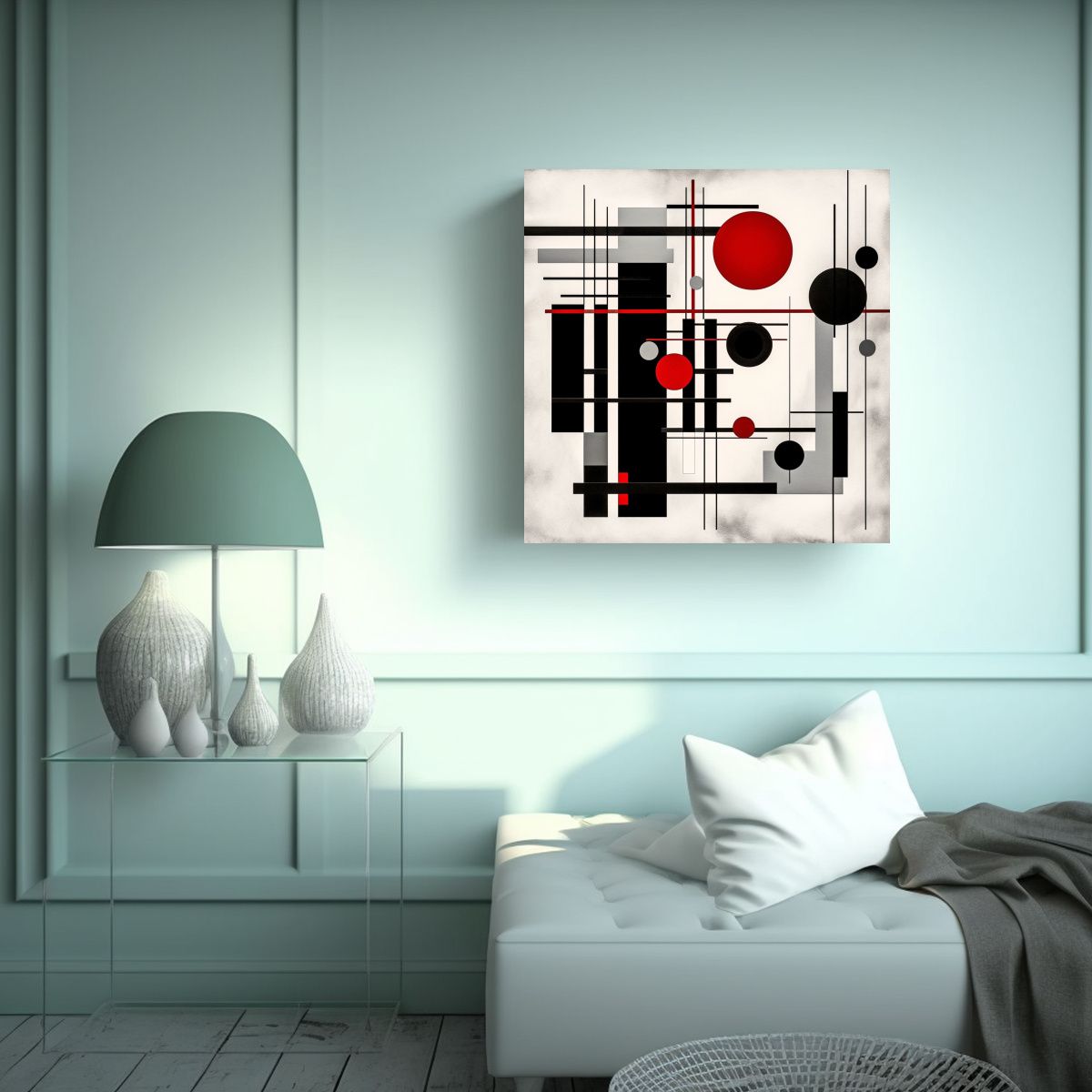 GENERICO - Pinturas Decorativas Estilo Bauhaus Con Líneas 90x90 Cm