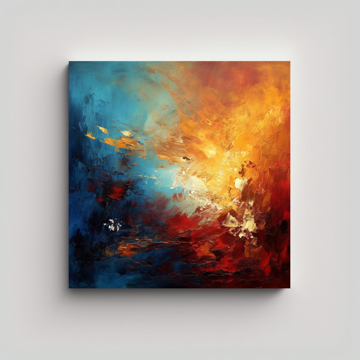 GENERICO - Pintura Abstracta En óleo Enmarcada Con Hermoso 60x60 Cm