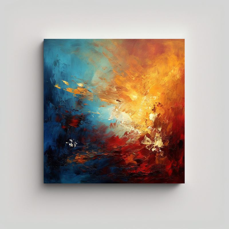 GENERICO - Pintura Abstracta En óleo Enmarcada Con Hermoso 50x50 Cm