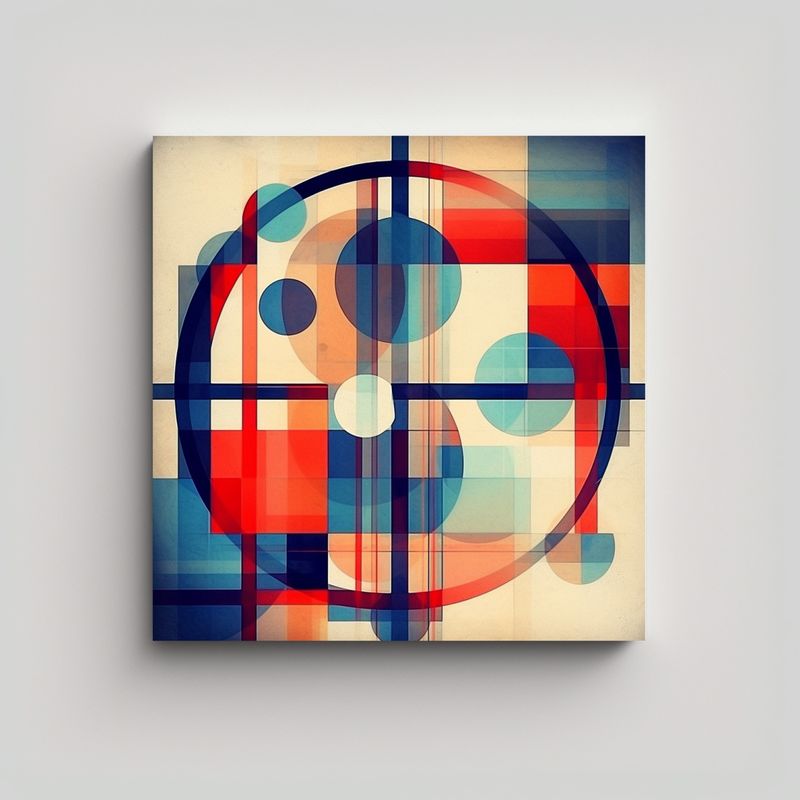 GENERICO - Cuadro Geométrico Abstracto Llamativo Con Otra 60x60 Cm