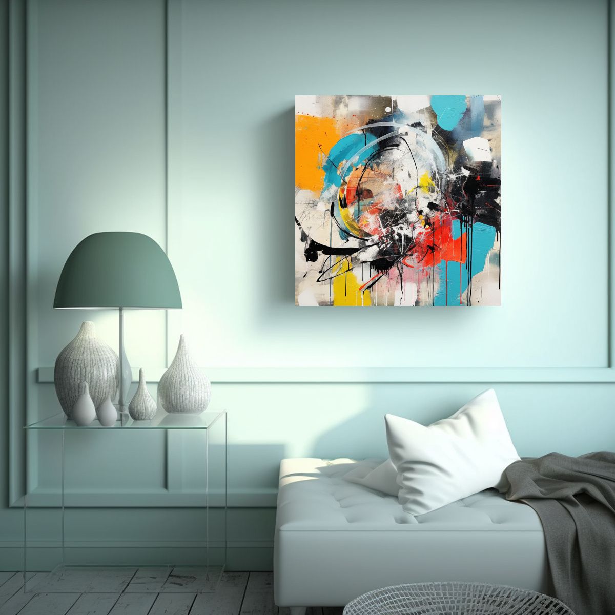 GENERICO - Cuadro Mixto De Expresión En Bastidor De Madera 80x80 Cm