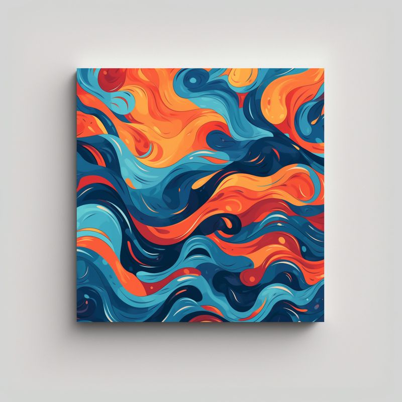 GENERICO - Cuadro Abstracto En Bastidor Cuadrado De Obra 90x90 Cm
