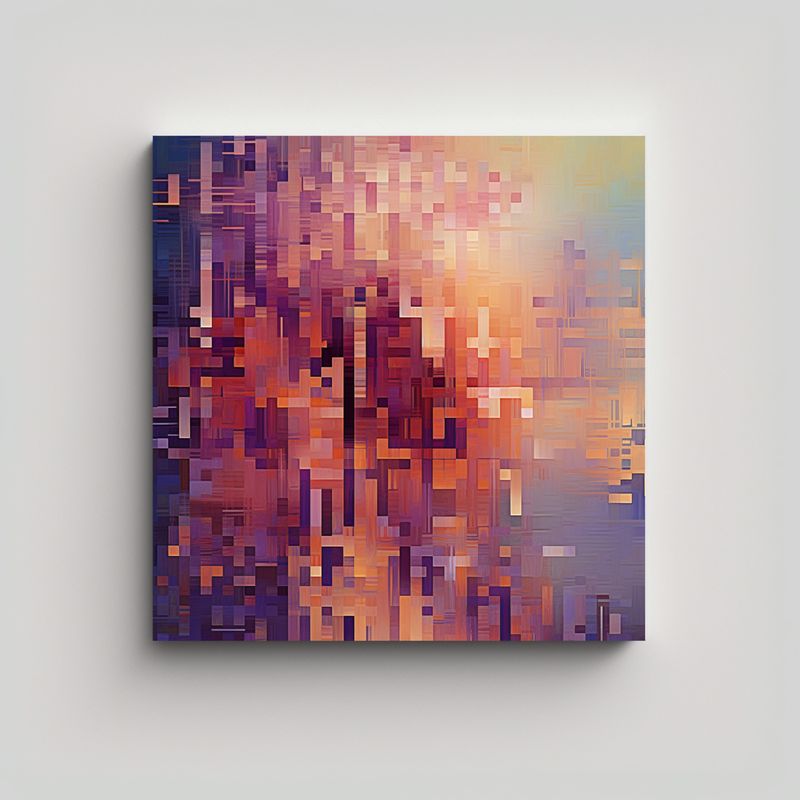 GENERICO - Cuadro Expresionista Algoritmo Con Composición 80x80 Cm