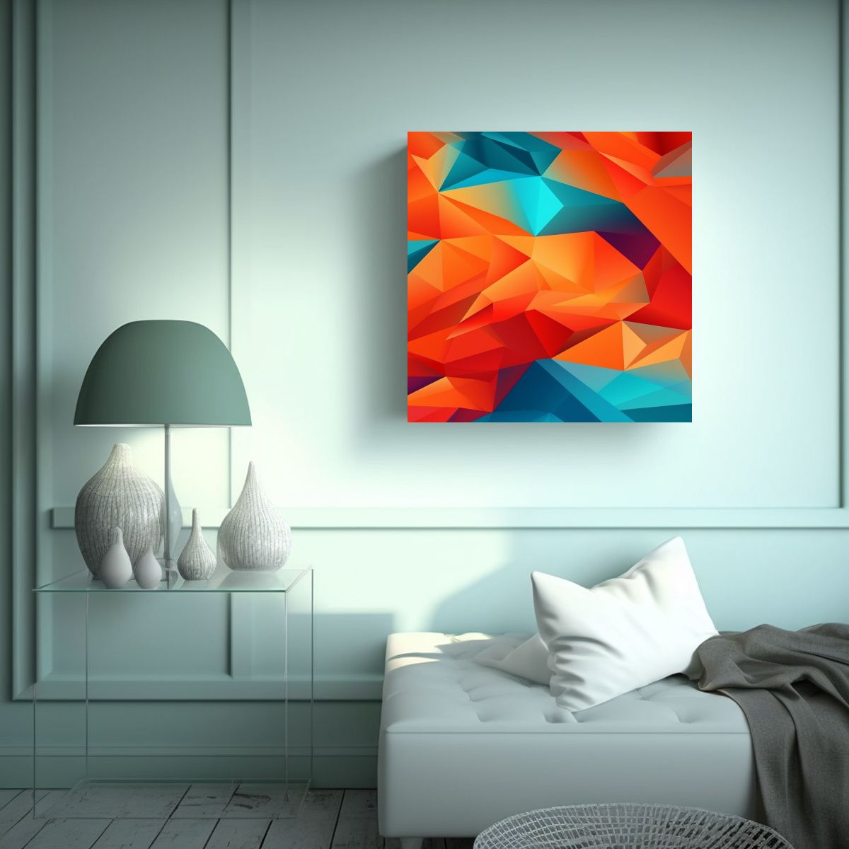 GENERICO - Fondo Plano En Azul Y Naranja Para Pinturas De 80x80 Cm