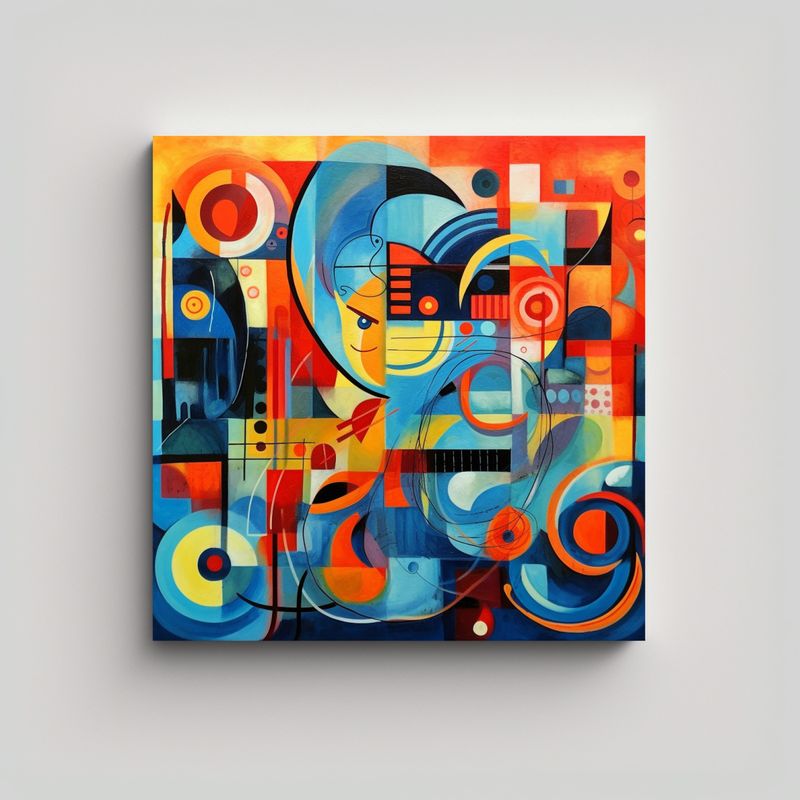 GENERICO - Cuadro Abstracto Con Colores Vivos Y Formas 60x60 Cm