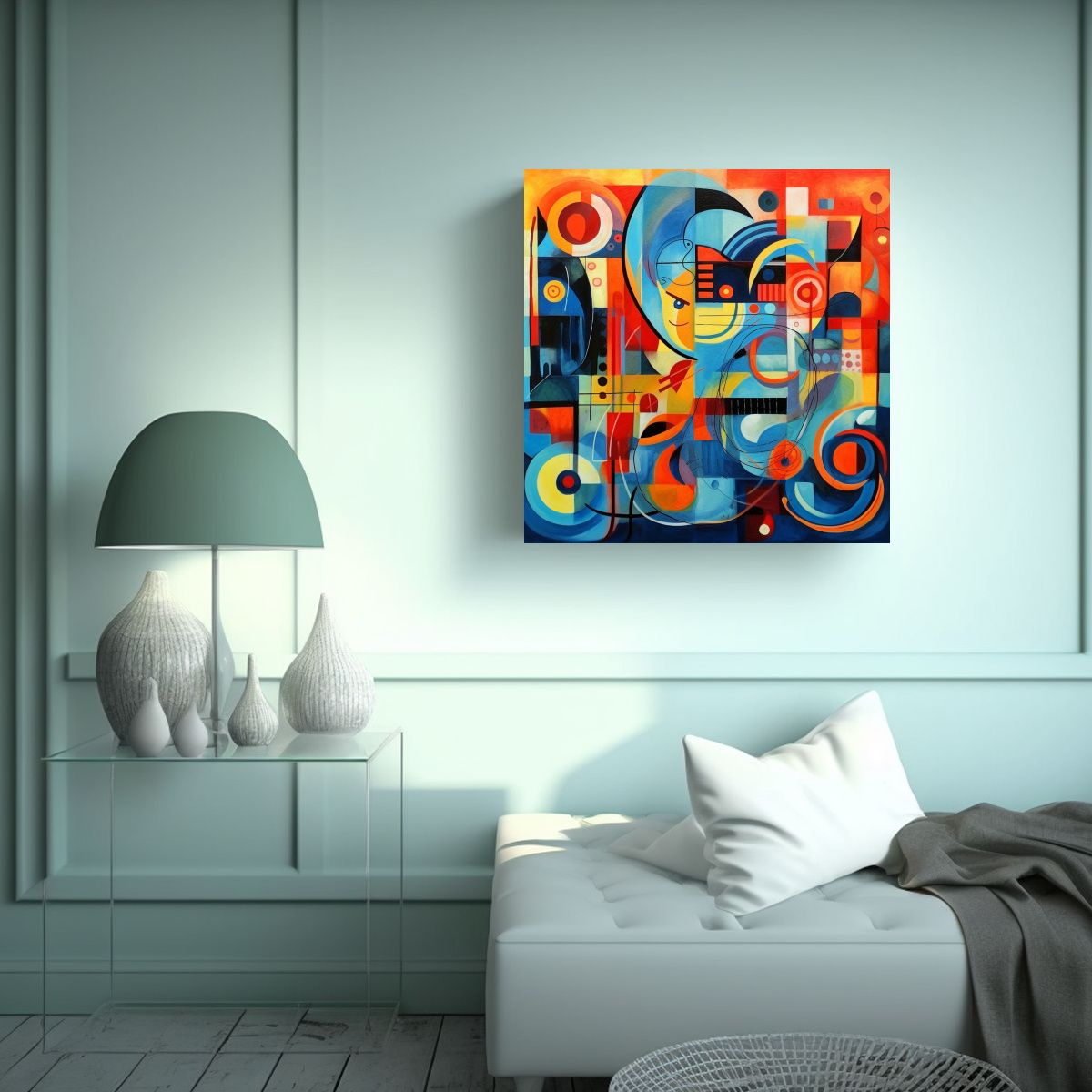 GENERICO - Cuadro Abstracto Con Colores Vivos Y Formas 80x80 Cm
