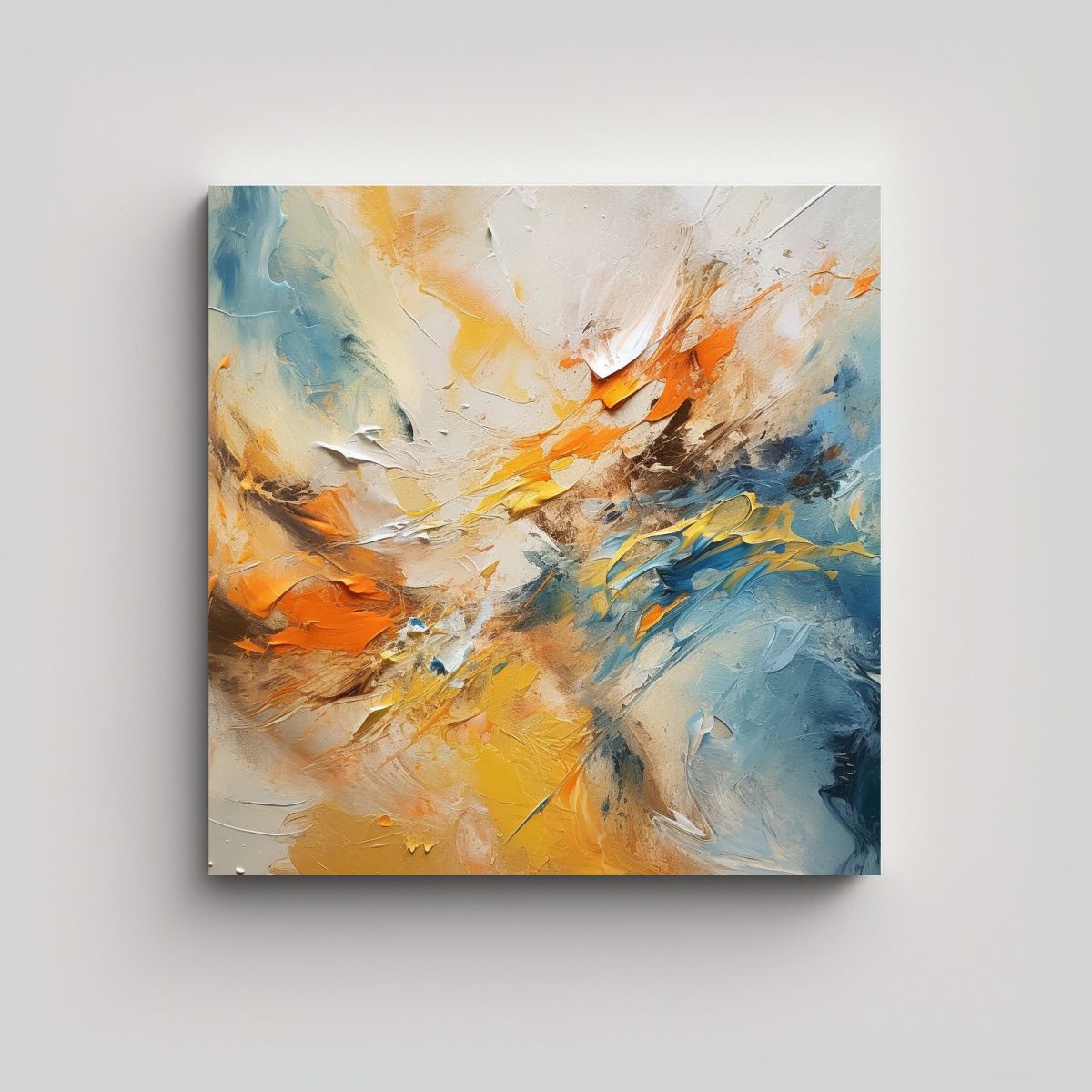 GENERICO - Pintura Abstracta De Colores Nude Con Detalles 70x70 Cm