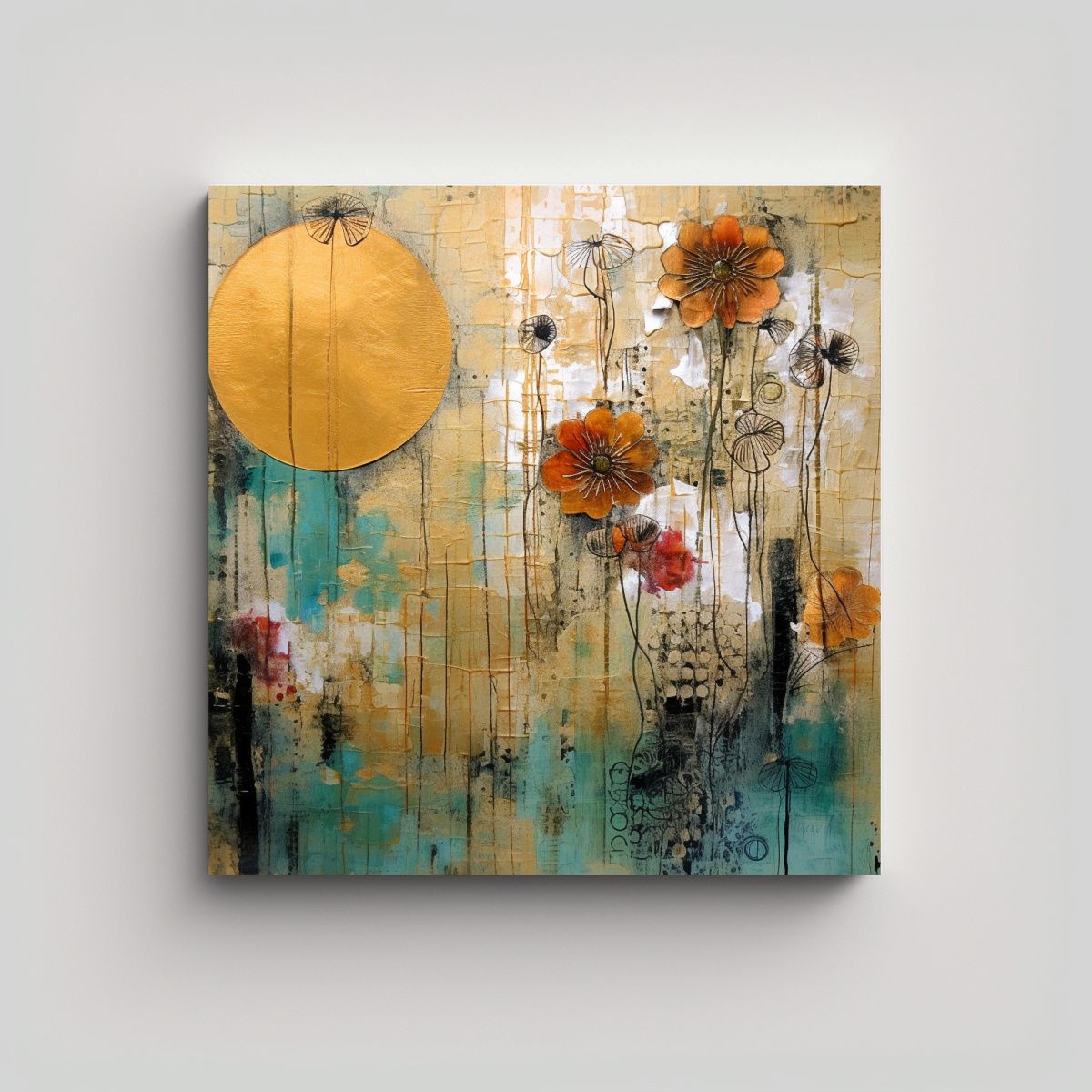 GENERICO - Pinturas Abstractas En Mezcla De Medios: Gama De 90x90 Cm