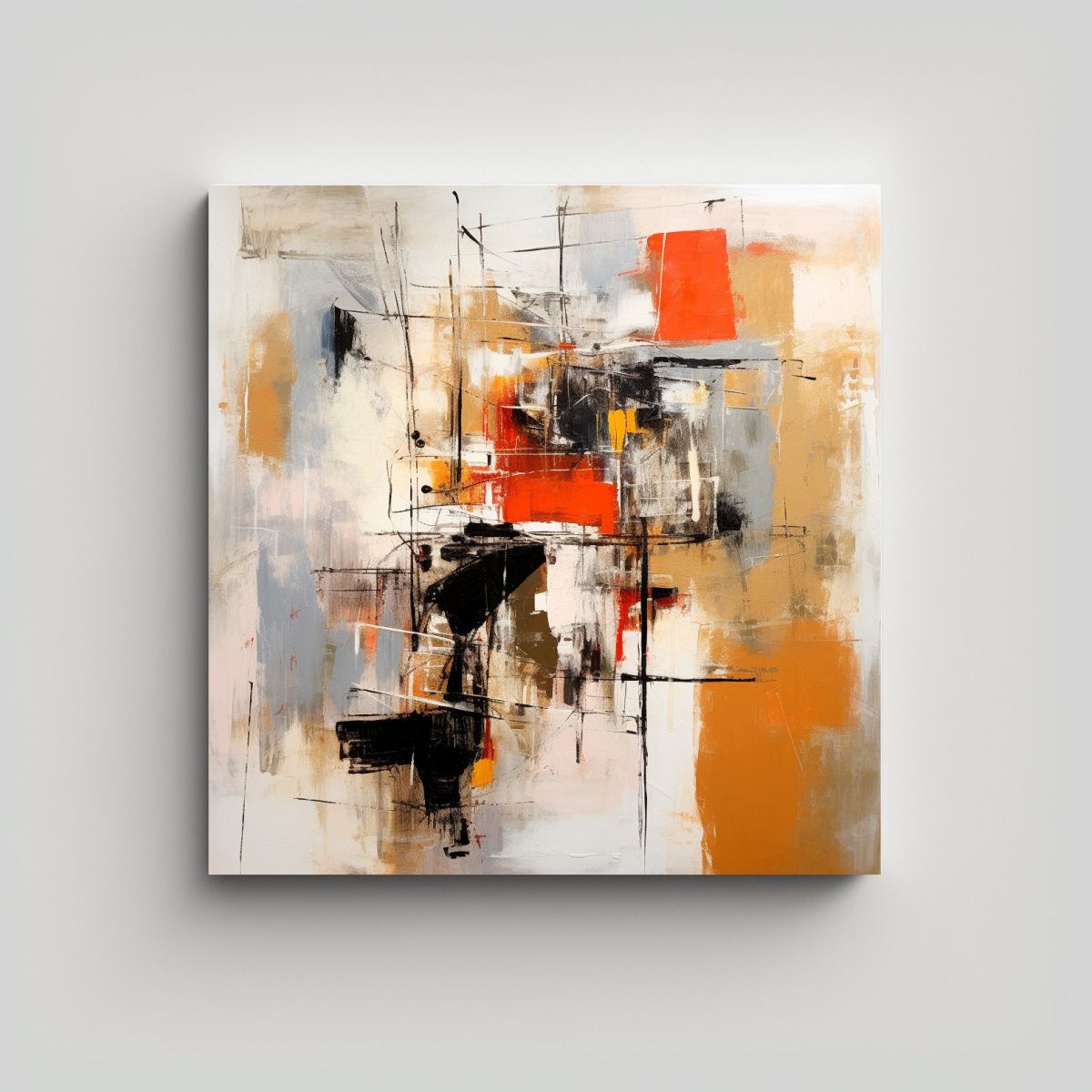 GENERICO - Pintura Abstracta Estilo Grard Schneider En Canva 50x50 Cm