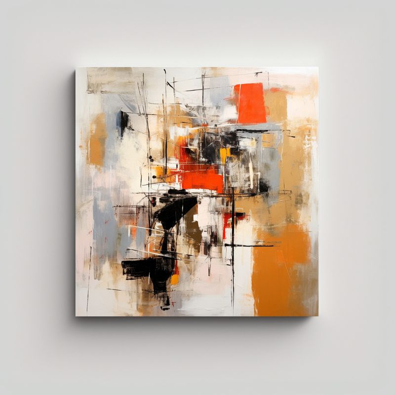 GENERICO - Pintura Abstracta Estilo Grard Schneider En Canva 60x60 Cm
