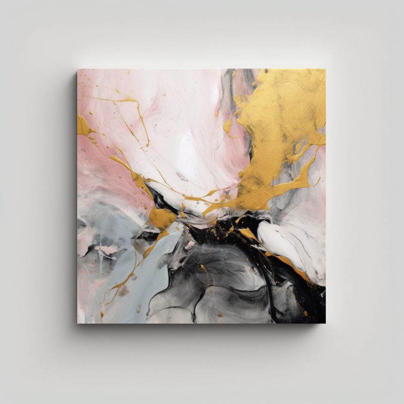 GENERICO - Pintura Abstracta En Lienzo De Calma Negro Y 50x50 Cm