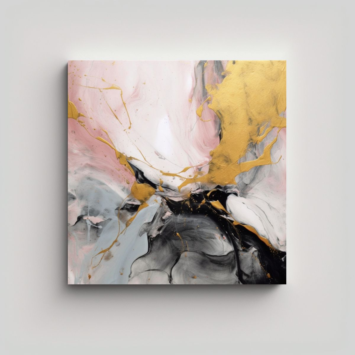 GENERICO - Pintura Abstracta En Lienzo De Calma Negro Y 70x70 Cm