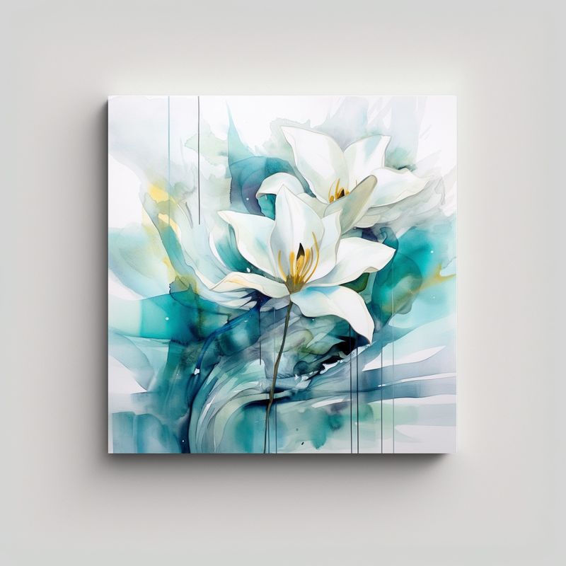 GENERICO - Pintura Minimalista Urbana Boho Lirio De Agua Por 60x60 Cm