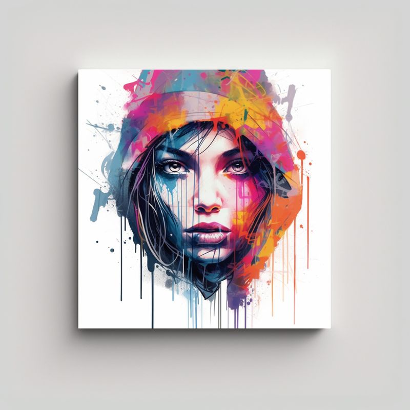 GENERICO - Pintura Decorativa De Mujer Graffiti En Fondo 90x90 Cm