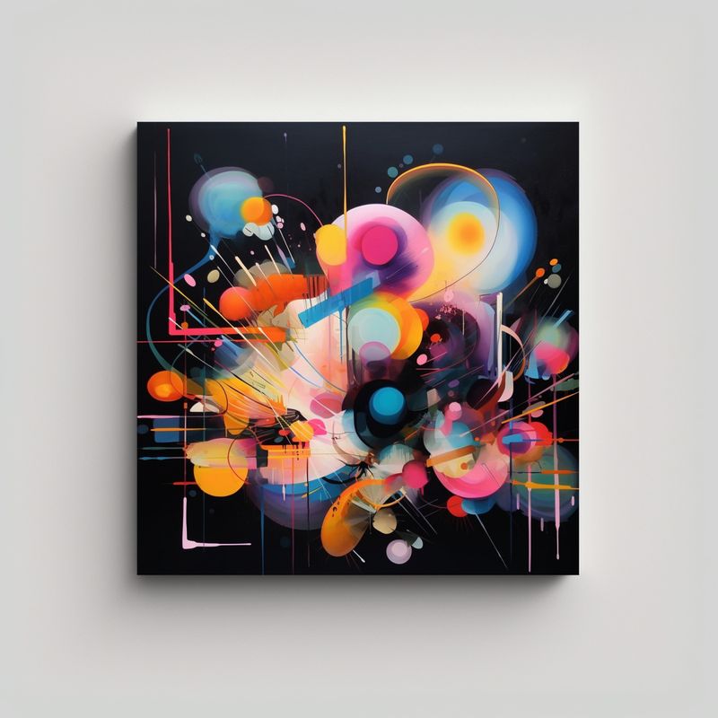 GENERICO - Pintura Abstracta De Luces Y Colores, Decoración 70x70 Cm