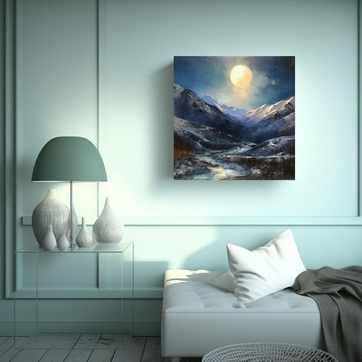 GENERICO - Pintura Impresionista MOON OVER La Cordillera Del 80x80 Cm