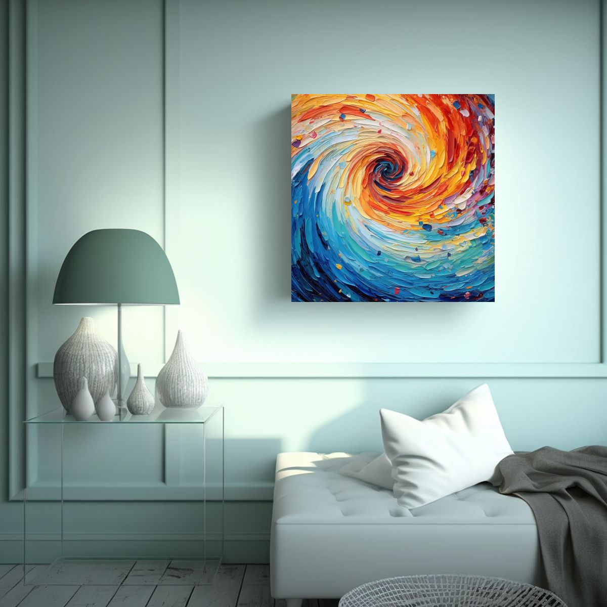 GENERICO - Cuadro Abstracto En Bastidor: Espiral Alemana De 50x50 Cm
