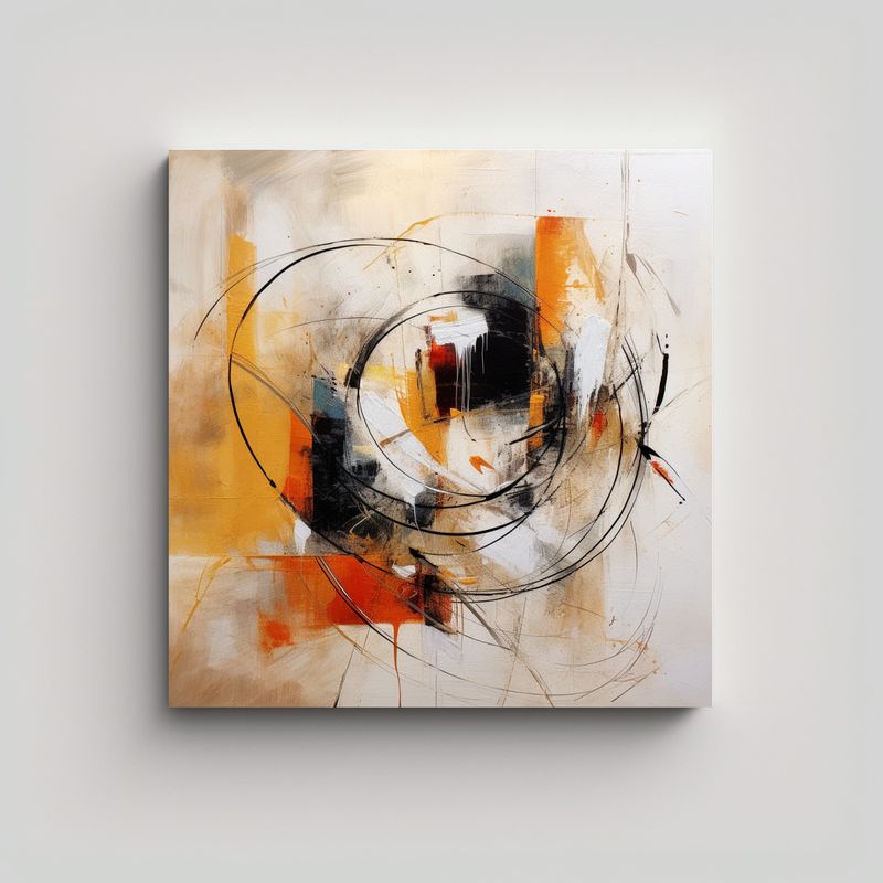 GENERICO - Pintura Abstracta Elegante En Bastidor: Trazos 50x50 Cm