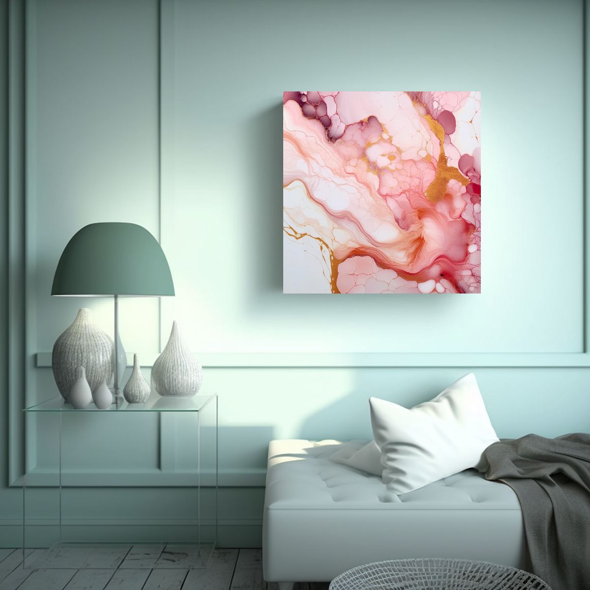 GENERICO - Pinturas Decorativas De Mármol Rosa, Blanco Y 90x90 Cm