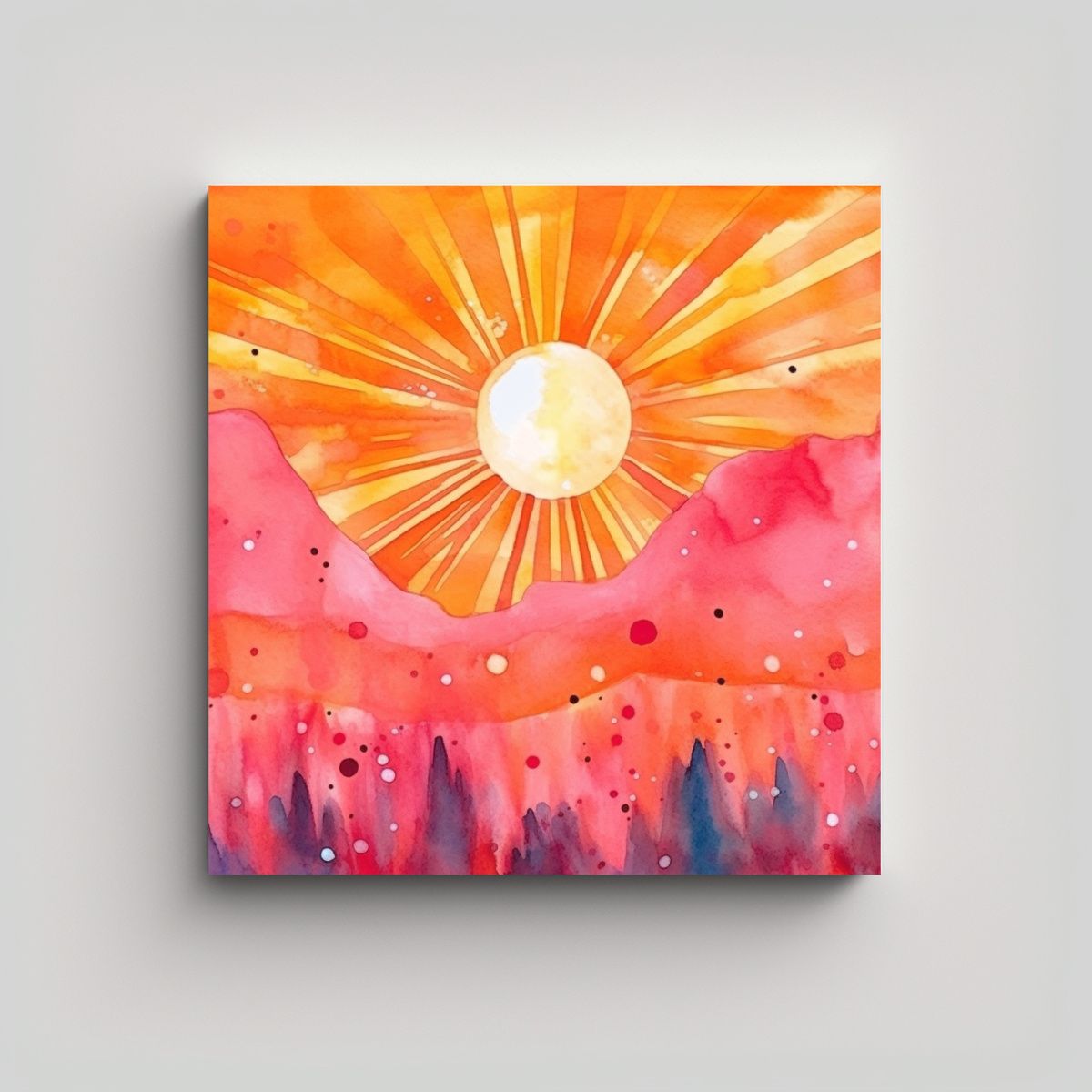 GENERICO - Pintura Decorativa Con Sol Naranja Calidos Poder 70x70 Cm