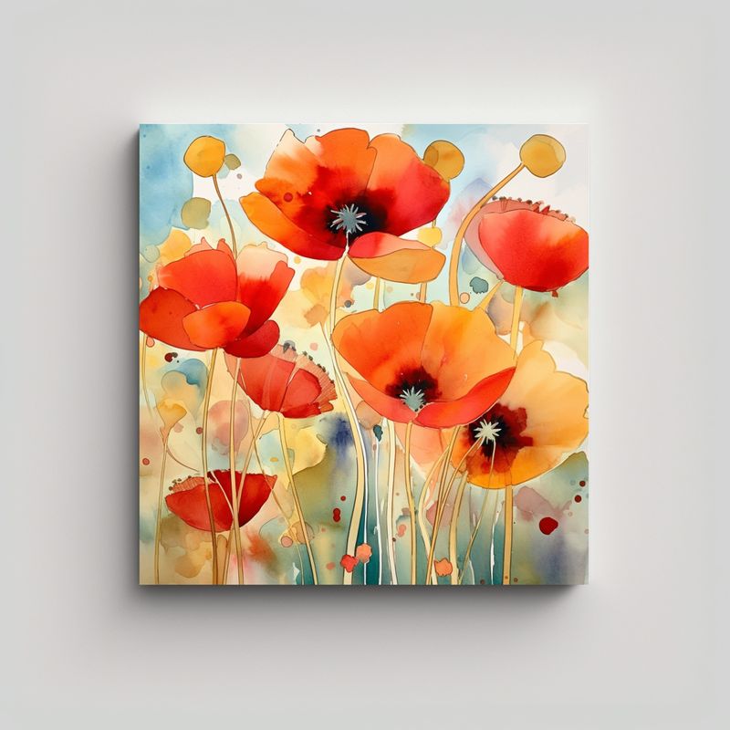 GENERICO - Pinturas Decorativas Abstractas De Amapolas En 80x80 Cm