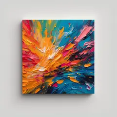 GENERICO - Pintura Abstracta De Trazos Intensos En Lienzo 50x50 Cm